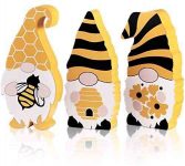Bee Sunflower Beach Watermelon Summer Ice Cream Gnome Wooden Sign Wooden Summer Themed Freestanding Table Decorations for Summer Desk Office Home Party Decoration (Bee)