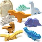 Wooden Dinosaur Toy Set (8 pcs) | Toy Dinosaur Figures with Bag | Dinosaurs Playset for Toddlers and Kids | Dino Wooden Baby Toys | Classic Wooden Toys are Great Gifts