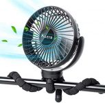 Ksera 5000mAh Rechargeable Battery Powered Clip Fan Mini Handheld Personal Portable Fan Desk Fan Baby Fan with Flexible Tripod USB Rechargeable Fan with 3 Level Air Flow for Stroller/Office/Gym