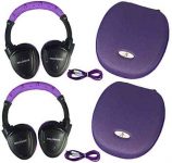 Two Wireless 2 Channel Fold Flat Infrared Rear Entertainment System DVD Player IR Headphones for in Car Listening with Case and 3.5mm Auxiliary Cord