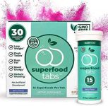 Superfood Tabs — 15 Plant-Based Superfoods in Every Drink, Skinnytabs Effervescent Skinny Tablets, Berry-Flavor, Burn Calories, Fight Bloating, Boosts Energy, 30 Count