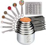 Stainless Steel Measuring Cups and Spoons Set of 16 – 7 Cup & 7 Spoon + Leveler & Chart – Metal Measuring Spoons and Cups – Dry Measuring Cups Stainless Steel & Liquid Metal Measuring Cups