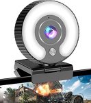 Streaming Webcam with Ring Light HD 1080P Web Camera with Microphone for Laptop, Desktop, Mac Mini, MacBook Pro/air, PC, Monitor, USB Face Cam for Gaming, Streaming, Twitch, Zoom, YouTube