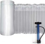 Bubble Cushioning Wrap Roll, 12 inch x144 Feet, Inflatable Air Pillow Column Wrap for Heavy Duty Packing and Shipping, Large Bubble Wine Bottle Protector Breakable Shipping Supplies with Free Pump