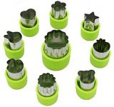 LENK Vegetable Cutter Shapes Set,Mini Pie,Fruit and Cookie Stamps Mold,Cookie Cutter Decorative Food,for Kids Baking and Food Supplement Tools Accessories Crafts for Kitchen,Green,9 Pcs