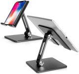 Foldable Aluminum Tablet Stand,Dual Height and Angle Adjustable Bracket for 4″-15.6” Tablet/Ipad/Cell Phone- Gray