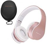 PowerLocus Wireless Bluetooth Over-Ear Stereo Foldable Headphones, Wired Headsets with Built-in Microphone for iPhone, Samsung, LG, iPad (Rose Gold)