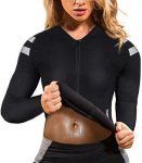 LODAY Womens Neoprene Sauna Body Shaper Suit Hot Sweat Tummy Slimmer Workout Jacket Top Full Zip Up
