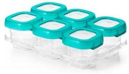 OXO Tot 2 ounce Baby Blocks Food Storage Containers, Teal