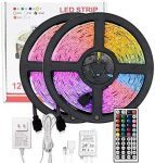 THBOR 32.8ft LED Light bar,RGB 5050 Color Changing LED Light Strip kit, ETL Certified Power ,with 44 Key Infrared Remote Control LED Light,Suitable for Bedroom Kitchen Home Decoration