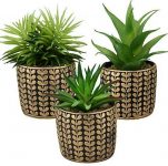 3 Pack Small Artificial Succulents Plants in Ceramics Pots for Desk Decor,Fake Succulents Potted with Handcrafted Clay,Faux Plant for Bathroom Indoor Shelf, Living Room,Office,Bedroom,home decorations