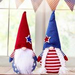 2 Pack Plush Gnome Patriotic Decorations Stars Stripes Handmade Red White Blue Decor Elf Scandinavian Tomte Doll Household Table 4th of July Ornaments for Memorial Day Independence Day Home Decor