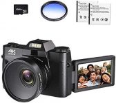 4K Digital Vlogging Camera for YouTube 4k Camcorder HD 1080P 48MP Video Camera with WiFi Connection 3.0″ IPS Flip Screen, Wide Angle Lens,16X Digital Zoom (32GB SD Card, 2 Batteries Included)
