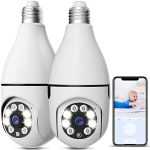 Wireless WiFi 1080p Security Camera – Smart 360 Camera for Indoor and Outdoor, Light Socket 2.4GHz WiFi Camera with Real-time Motion Detection and Alerts, Night Vision