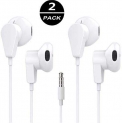 XBRN 2 Pack Headphones/Earphones/Earbuds with Mic,Android Earphone Noise Isolating with Volume Control 3.5MM Headphone -White
