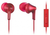 Panasonic ErgoFit Earbud Headphones with Microphone and Call Controller Compatible with iPhone, Android and BlackBerry – RP-TCM125-R – in-Ear (Red), S/M/L Included
