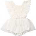 Newborn Infant Baby Girls Ruffle Sleeve Romper Bodysuit Lace Tutu Dress Jumpsuit Outfits Clothes