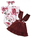 Newborn Baby Girl Clothes Toddler Short Sleeve Outfits Ruffle Romper Top Infant Suspender Skirt 2pcs Girl Overall Dress