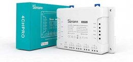Sonoff 4CH Pro R3 Wi-Fi Smart Switch 4-Gang Din Rail Mounting Home Automation,Self-Locking/Interlock Control Home Appliances, RF/APP/Voice/LAN Control, Compatible with Alexa