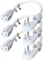 FIRMERST 1875W Flat Plug 1Ft Extension Cord 15A for Kitchen Home Appliance Office White (3 Pack)