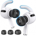 Reakt Memory Foam Tips and Ear Hooks Accessories for Apple AirPods Pro (S, M, L Buds, White Hooks)