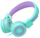 Elecder i37 Kids Headphones Children Girls Boys Teens Foldable Adjustable On Ear Headphones 3.5mm Jack Compatible iPad Cellphones Computer MP3/4 Kindle Airplane School Tablet Green/Purple
