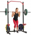 Sunny Health & Fitness Power Zone Squat Stand Rack Power Cage – SF-XF9931, Black/Red
