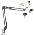 Overhead Tripod Mount for Camera Webcam Ring Light, Flexible Over Head Arm for iPhone with Phone Holder and Ball Head, Table Stand Accessory for Phone Video Recording Live Stream
