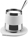 Coffee Mug Warmer Set, Milk Cup Warmer Set for Office Home Use – White(with Stainless Steel Spoon and Mug 12.5 oz)
