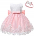 LZH Baby Dress Girls Formal Bowknot Birthday Party Tutu Flower Dress with Headwear