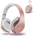 Bluetooth Over-Ear Headphones, Zihnic Foldable Wireless and Wired Stereo Headset Micro SD/TF, FM for Cell Phone,PC,Soft Earmuffs &Light Weight for Prolonged Waring (Rose Gold)