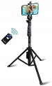 Selfie Stick & Tripod Fugetek, Integrated, Portable All-in-One Professional, Heavy Duty Aluminum, Bluetooth Remote Compatible with Apple & Android Devices, Non Skid Tripod Feet, Extends to 51″, Black