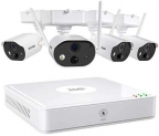ZOSI C301 Wire Free Cameras Security System Outdoor 4Channel NVR with 4pcs 1080p Rechargeable Battery Powered Security Cameras,80ft Night Vision,PIR Motion Detection, 2-Way Audio, 32GB SD Card