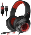 EDIFIER G4 Gaming Headset for PC, PS4, 7.1 Surround Sound Gaming Headphones with Noise Canceling Microphone, Wired USB On-Ear Headphone with Vibration Driver & LED Light for Mac, Laptop,Red