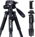 Camera and Phone Tripod 55-inch Q111 Tripod Stand Protable Light Weight Video Selfie for Canon Nikon Sony DSLR Projector Gopro and Smartphones Live(Black)