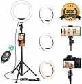 8” Selfie Ring Light with Adjustable Tripod Stand – Upgraded Dimmable Camera Ring Light with Phone Holder for TikTok/YouTube/Live Stream/Makeup/Photography Compatible with iPhone Android Samsung