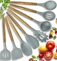 Home Hero Silicone Cooking Utensils Kitchen Utensil Set – 8 Natural Acacia Wooden Silicone Kitchen Utensils Set – Silicone Utensil Set Spatula Set – Silicone Utensils Cooking Utensil Set