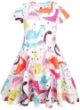 Hstore ✿ Toddler Kids Baby Girl Cartoon Dinosaur Print Tunic Casual Princess Party Dress Casual Clothes Party Dress