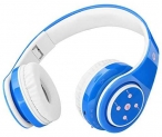 Kids Headphones Bluetooth Wireless 85db Volume Limited Childrens Headset, up to 6-8 Hours Play, Stereo Sound, SD Card Slot, Over-Ear and Build-in Mic Wireless/Wired Headphones for Boys Girls(Blue)
