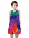 Kids Girls’ Basic Cute Rubik’s Cube Geometric Rainbow Animal Print Sleeveless Knee-length Dress Rainbow