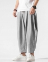 Men’s Basic Daily Going out Slim Linen Chinos Bloomers Pants Solid Colored Classic Breathable Summer
