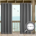 Outdoor Patio Curtains Windproof Waterproof Double Grommets, Thermal Insulated Room Darkening Top & Bottom Grommets Drape, Sold as 1 Panel