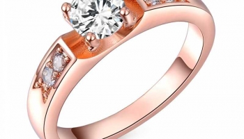 Womens 18K Rose Gold Plated Round Diamond Crystal Solitaire Ring Charm Jewelry | Priceelf